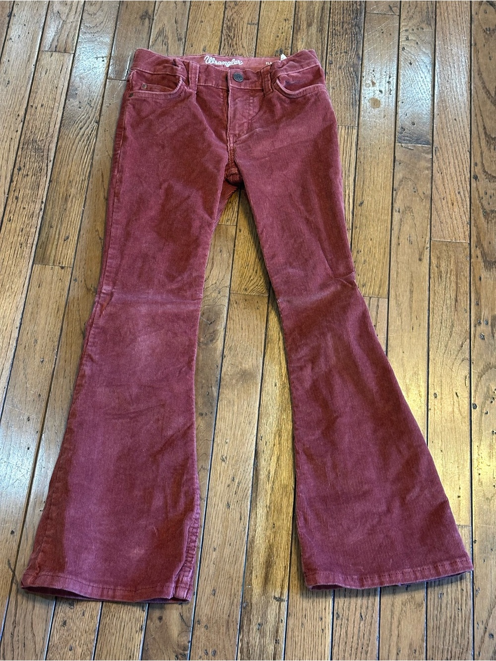 Wrangler Girls Size 8R Burgundy Corduroy Flare Pants